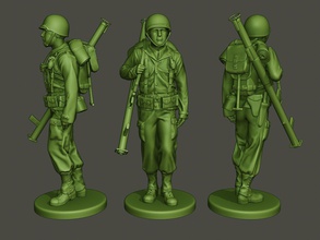 american soldier ww2 bazooka walk a4 3d print model in figurines 3dexport war action miniature figure sculpture man men military army m1 garand ii scream throwing 3d print model - Mito3D