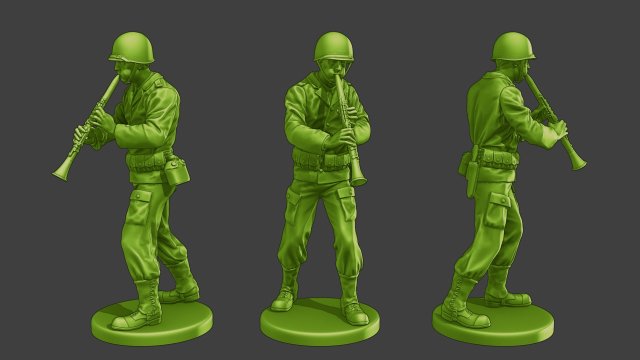 amerikanisch Soldat ww2 Klarinette a15 Skulptur Miniatur Zahl Krieg Militär Armee Haar Schlacht Weltkrieg Alliierte garand Thompson Startseite Mantel Feuer Helm action figure 3D print model - Mito3D