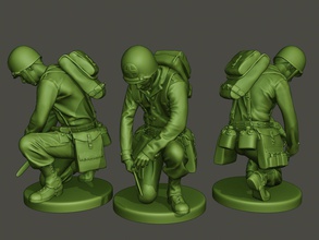 american soldier ww2 cutting a8 3d print model in figurines 3dexport miniature sculpture figure action man war military army helmet worldwarii allies browning safety medic 3d print model - Mito3D