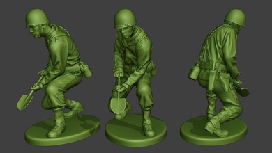 amerikanisch soldat ww2 graben a11 3d drucken modell figuren 3dexport miniatur skulptur zahl aktion krieg militär armee alliierte garand grab beten usa verstorbene töten 3d print model - Mito3D
