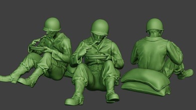 americano soldado ww2 comendo 2 a13 homem militares escultura guerra miniatura figura exército m1 Guerra Mundial aliados Garand Comida tlunch bebida comer action figure 3d print model - Mito3D
