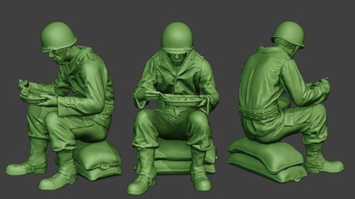 americano soldado ww2 comendo 3 a13 homem militares escultura guerra miniatura figura exército m1 Guerra Mundial aliados Garand Comida bebida comer action figure almoço 3d print model - Mito3D