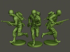 amerikan asker ww2 çalıştırmak a1 3d yazdır model in figürinler 3dexport savaş aksiyon minyatür şekil heykel adam erkekler askeri ordu m1 garand ii el bombası çığlık atma 3d print model - Mito3D