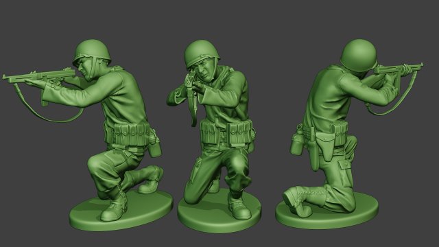 amerikanisch soldat ww2 schießen crouch2 a12 3d drucken modell figuren 3dexport modern dschungel m4 offizier karabiner krieg überleben militär armee vietnam vegetation dioram kräfte tarnung amerika unternehmen schrotflinte 3D print model - Mito3D