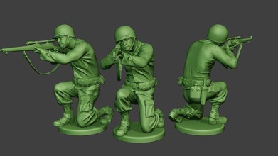 americano soldado ww2 disparar crouch4 a12 hombre militar Ejército guerra miniatura figura escultura Guerra Mundial aliados garand Thompson detector ingeniero acción disparo 3d print model - Mito3D