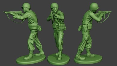 amerikanisch soldat ww2 schießen stand2 a12 3d drucken modell figuren 3dexport militär armee krieg miniatur zahl skulptur weltkrieg alliierte garand thompson detektor ingenieur aktion 3d print model - Mito3D