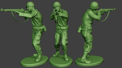 américain soldat ww2 tirer supporter a12 homme militaire armée guerre miniature figure sculpture Seconde Guerre mondiale alliés garand Thompson détecteur ingénieur action tournage 3d print model - Mito3D