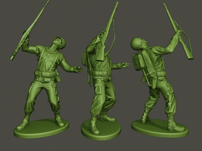 il soldato americano ww2 girato a1 guerra azione in miniatura figura la scultura uomo uomini militare l'esercito m1 garand ii stand piedi 3d print model - Mito3D