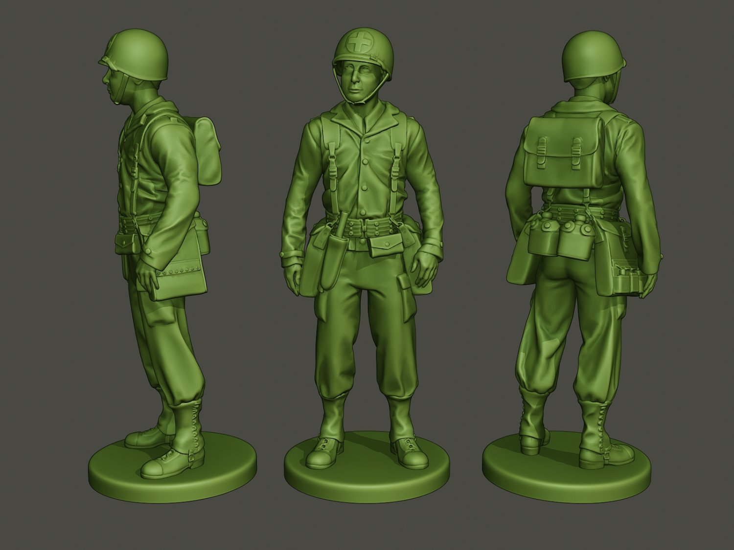 américain soldat ww2 supporter a8 3d impression modèle in figurines 3dexport miniature sculpture figure action homme guerre militaire armée casque seconde mondiale alliés brunissement sécurité médical 3D print model - Mito3D