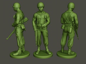 american soldier ww2 stand guard a5 war action miniature figure sculpture man men military army m1 garand allies 3d print model - Mito3D