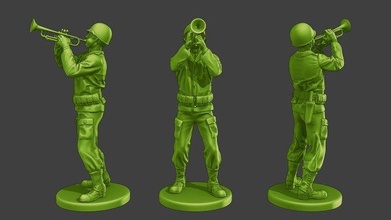 amerikan asker ww2 trompet a15 3d yazdır model in figürinler 3dexport heykel minyatür şekil adam savaş askeri ordu saç dünya savaşı müttefikler garand thompson örtmek kılıf ateş kask action figure 3d print model - Mito3D