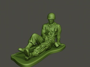 american soldier ww2 wounded a8 miniature sculpture figure action man war military army helmet worldwarii allies browning safety medic 3d print model - Mito3D