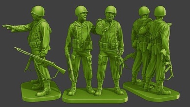 Amerikan askerler ww2 gülmek a15 heykel minyatür şekil adam asker savaş askeri Ordu saç Dünya Savaşı müttefikler Garand Thompson örtmek kılıf ateş kask action figure 3d print model - Mito3D