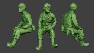 american tank crew unit ww2 sit4 atc1 man miniature figurine sculpture figure soldier war action military army warii allies us sherman m1a4 3d print model - Mito3D