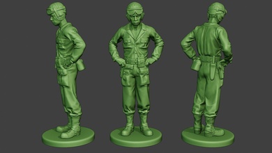 american tank crew unit ww2 stand atc1 man miniature figurine sculpture figure soldier war action military army warii allies us sherman m1a4 3d print model - Mito3D