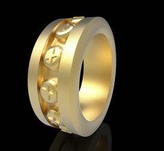 amerika captain rhinoceros3d gold shield ring 3d print model - Mito3D