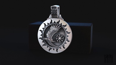 amulette pendentif an aigle 3d impression modèle in pendentifs 3dexport orel étoile kolovrat talisman organiques sculpter stéréolithographie luxe viking slave esclavage imprimable 3d print model - Mito3D