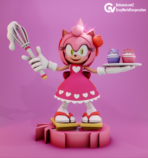 Amy Rose Konditor Schall Igel Tiere Zahl Spiel Charakter 3dprint Fernsehsendung 3d print model - Mito3D