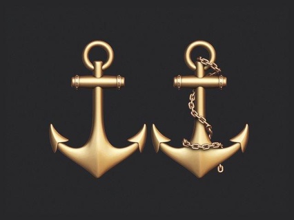 anchor gold signs logos jewel silver printable ring boat models hanging pendant decoration seas ocean jewelry sea pendants chain marine rings watercraft 3d print model - Mito3D