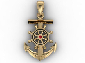 anchor pendant accessory axel boat bolt factory gold handle jewelry mariner navy pendants pirates screw ship silver steam valve wheel 3d print model - Mito3D