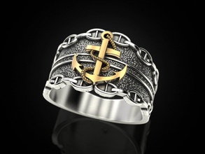 Anker-ring Anker Schmuck drucken 3dprinted bedruckbar ist Ringe design ring Juwel golden Mode printabl gold prototyping Silber 3d print model - Mito3D