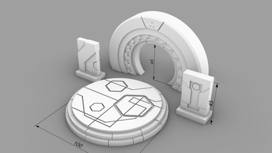 ancient alien sci-fi building set 3d print model ruin kit kitbash environment ruins destroyed temple old derelict fantasy city town stones collection architectural portal altar warhammer games 3d print model - Mito3D