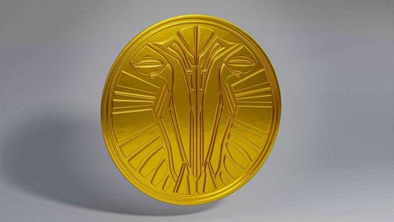 antico moneta stampabile vecchio oro scultura arte monete pendente mandalorian gioielleria distintivo simbolo storia metallo i soldi mok shaiz star wars 3d print model - Mito3D