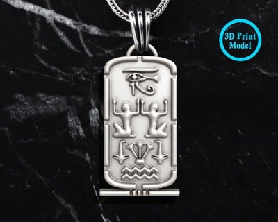 ancient egyption cartouch pendant pendants jewelry gold printable silver egypt prototype printing pharaonic bracelets necklaces inscriptions scarab cartouche ankh cross eye horus 3d print model - Mito3D