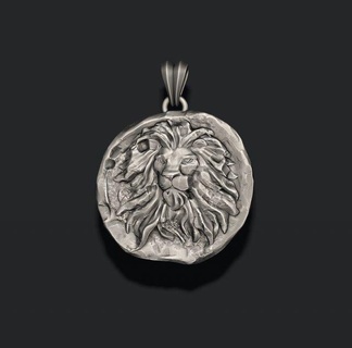 ancient lion coin pendant pendants treasure antique money numismatics cnc historic currency finance medallion medal retro copy vintage jewelry jewellery zbrush tiger 3d print model - Mito3D