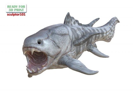antiguo Oceano criatura dunkleosteus 3d esculpir escultura dinosaurio animal imprimible pez mandíbula naturaleza acuático submarino aleta bestia 3d print model - Mito3D