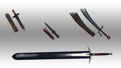 antiguo espadas paquete 3d modelo in combate 3dexport pbr 3d print model - Mito3D