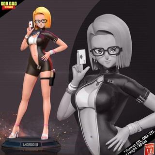 androide 18 póker niña mujer android18 anime manga 3dprint 3dprinting estatua figura lindo 3d print model - Mito3D
