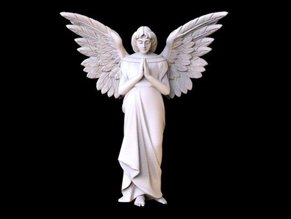 Engel Skulptur Kunst Friedhof Statue Frau Skulpturen weiblich drucken Vogel Flügel Gebet 3d print model - Mito3D
