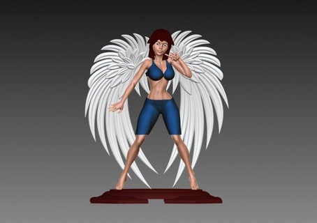 melek Kadın karakter kanat kanatlar anime karikatür saç elbise Boynuz zb zbrush kuvvetli güçlü adam minyatürler vücut geliştirmeci Sanat heykeller Satana iblis 3d print model - Mito3D