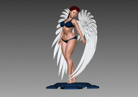 ángel mujer personaje ala alas anime dibujos animados cabello vestido cuerno zb zbrush fuerte hombre miniaturas carrocero Arte esculturas satana demonio 3d print model - Mito3D