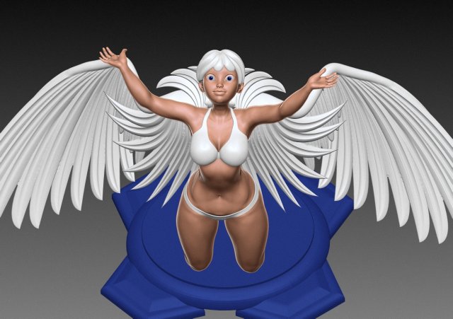 angelo donna carattere ala Ali anime cartone animato capelli vestito corno zb zbrush forte uomo miniature bodybuilder arte sculture satana demone 3D print model - Mito3D