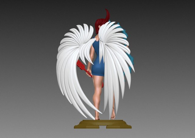 ange femme personnage aile ailes anime dessin animé cheveux robe klaxon zb zbrush fort homme miniatures carrossier art sculptures satana démon 3D print model - Mito3D