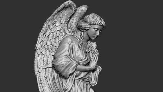 angel bas-relief 1 figurines relief bas wings god graveyard religion religious jewelry jesus christian catholic classical death cnc print art sculptures mothermaria miniatures 3d print model - Mito3D
