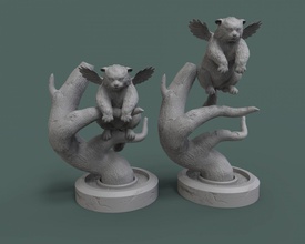 melek kedi ağaç 3d Yazdır model Şirin catonatree kedisi kanatlar kürk heykelcik Sanat uyku uçmak vahşi doğa Yavru hayvan minyatürler figürinler 3d print model - Mito3D