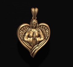 melek kız kolye takı hatıra kuş tüyü kanat altın mücevher gümüş zbrush dua etmek aşk tanrısı yazdırılabilir oğlan çocuk bebek 3d print model - Mito3D