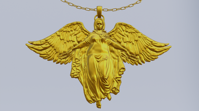 angel pendant jewelry gold silver diamond jewellery necklace wings statue statuette figure bail pendants body 3d print model - Mito3D