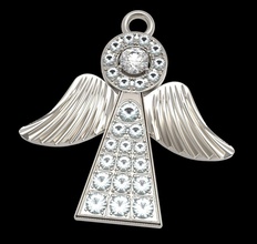 pendente a forma di angelo ciondolo bianco i diamanti oro gioielli argento 3d print model - Mito3D