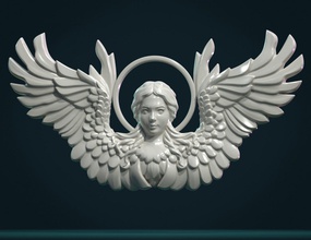 angel relief head female sculpture bust decoration decor element beautiful girl wall bas-relief statue antique cherub religion creature mythical 3d print model - Mito3D