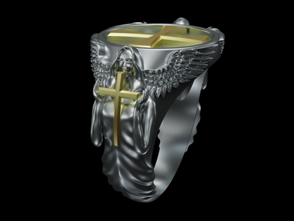 angel ring rings signet cross religious templar 3d print model - Mito3D