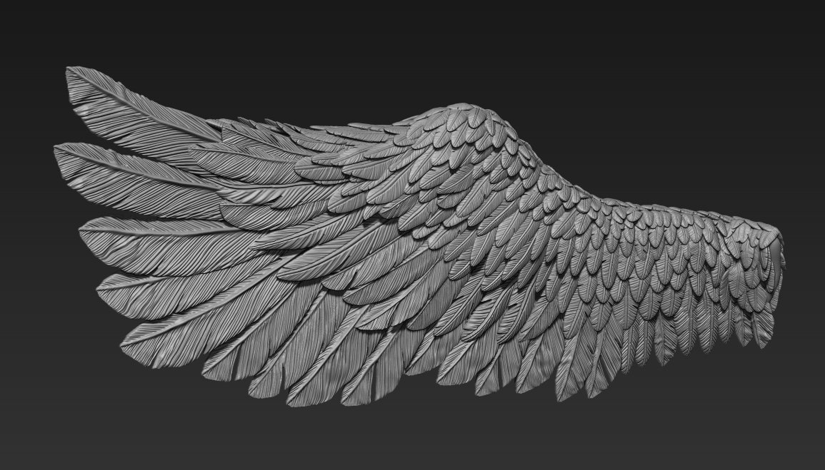 ángel ala 3d impresión modelo in escultura 3dexport pájaro volar pluma 3dprint corona 3D print model - Mito3D