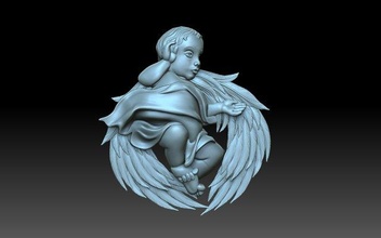 angel wings 3d print model in 3dexport pedant angels relief arhangel messenger cherub seraphim holy 3d print model - Mito3D