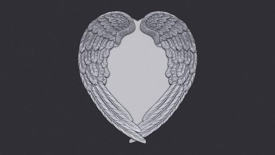 melek kanatlar kalp heykel 3d tombstone artcam cnc heart shape angel wings stl mezar taşı anıt dindar mezarlık Hıristiyan 3d print model - Mito3D