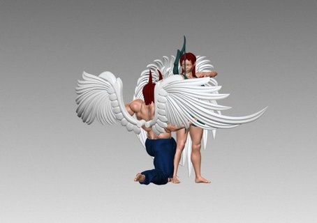 angels woman bodybuilder man sculpture strongman anime hair angel demon dress zbrush miniatures wings sculptures art angelic statue pbr print 3d print model - Mito3D