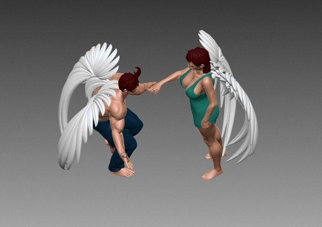anges femme personnage ange aile ailes anime dessin animé cheveux robe klaxon zb zbrush fort homme miniatures carrossier art sculptures satana démon 3d print model - Mito3D