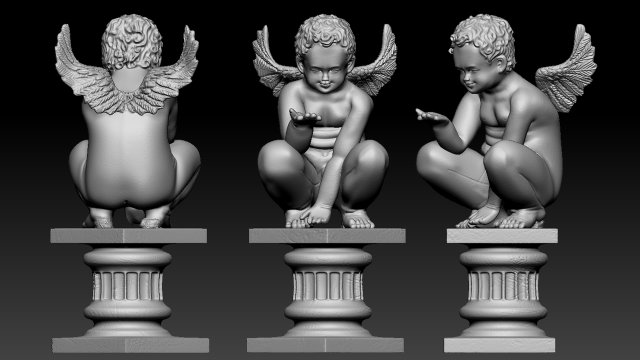 ângulo escultura anjo cupido impressão estátua arte esculturas 3D print model - Mito3D